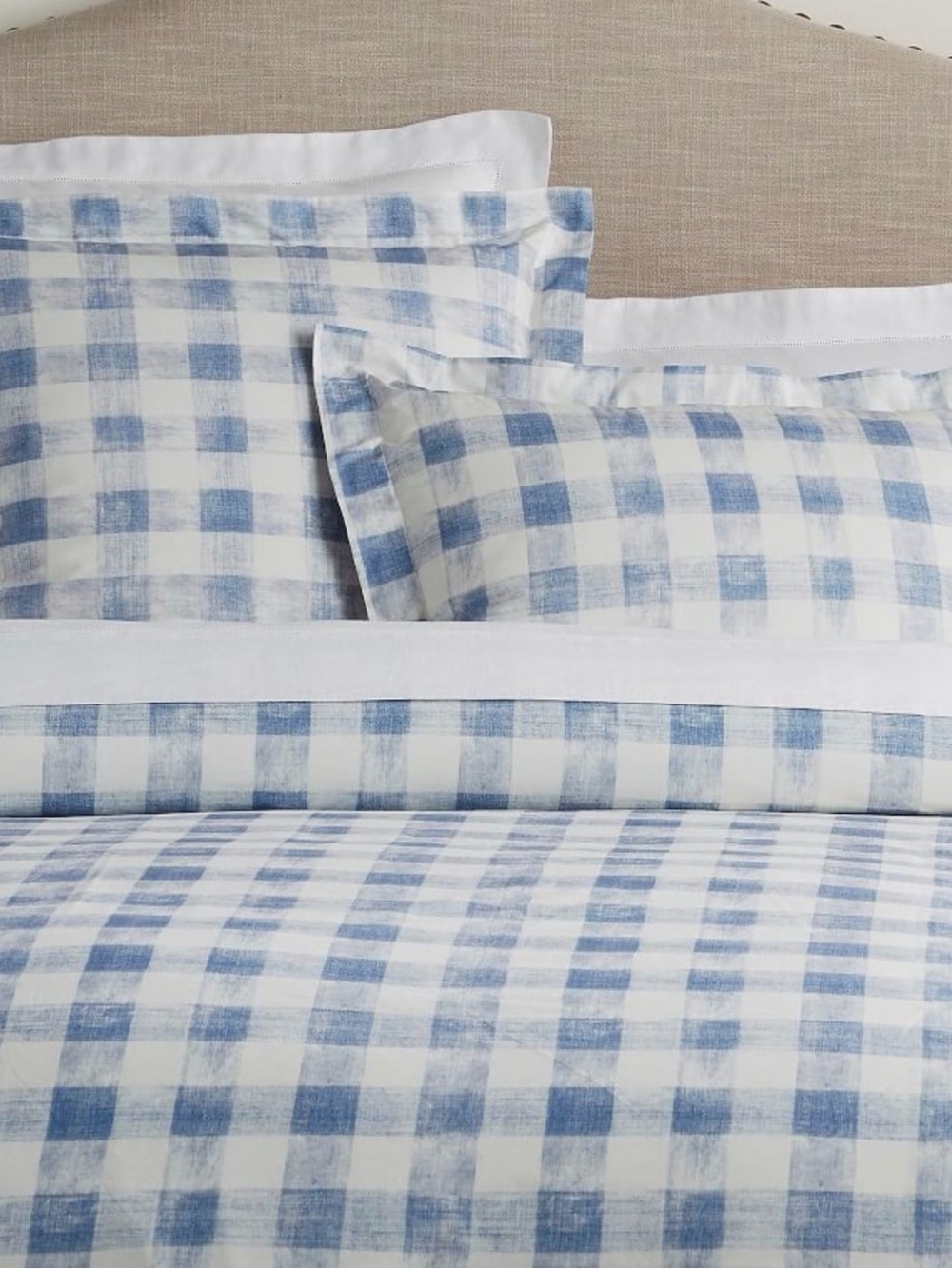 Pottery Barn Rhett Check Pillow Sham Blue and White King Size NWT